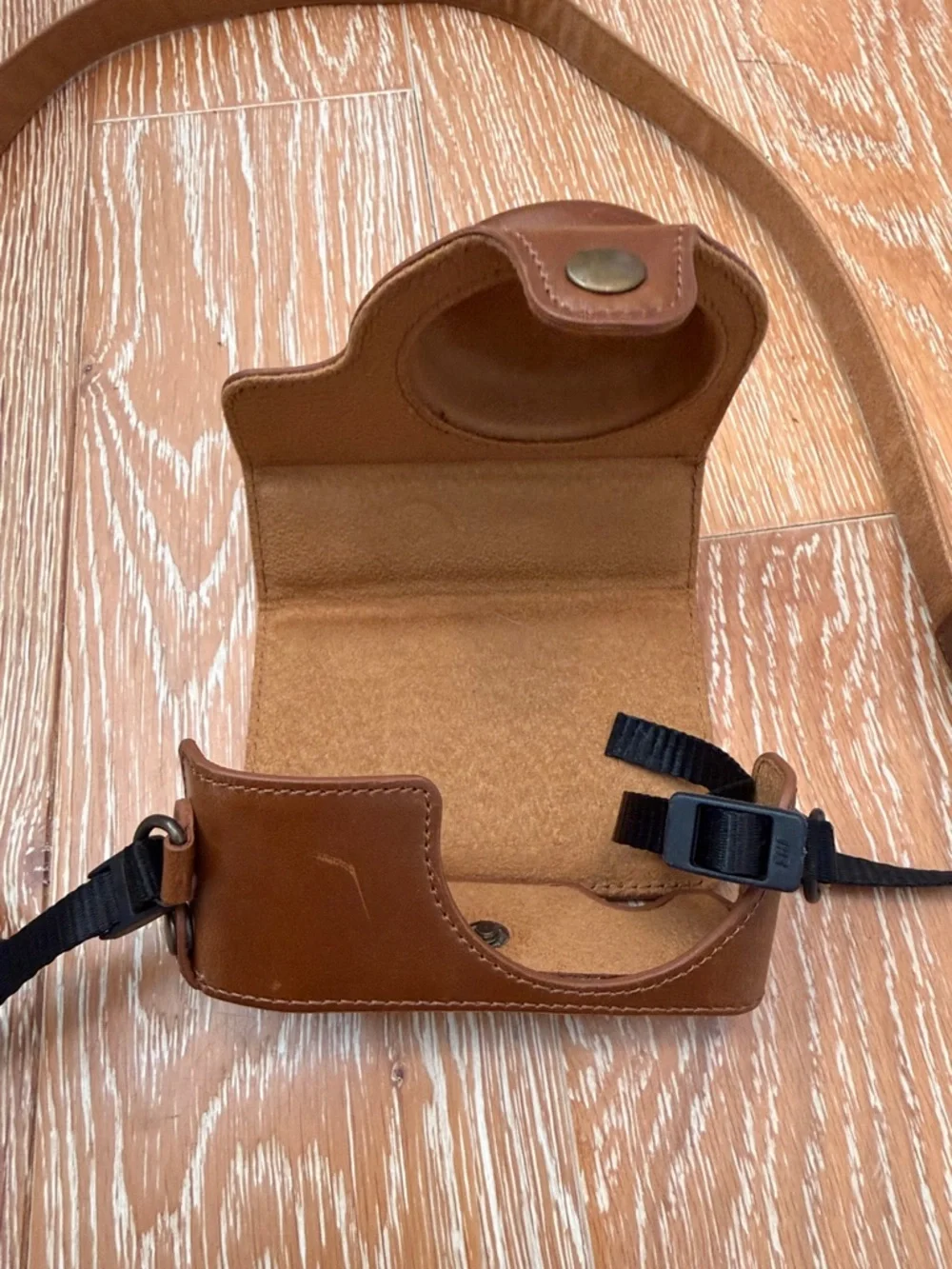 New Leather Camera Case with Neck Strap - Brown